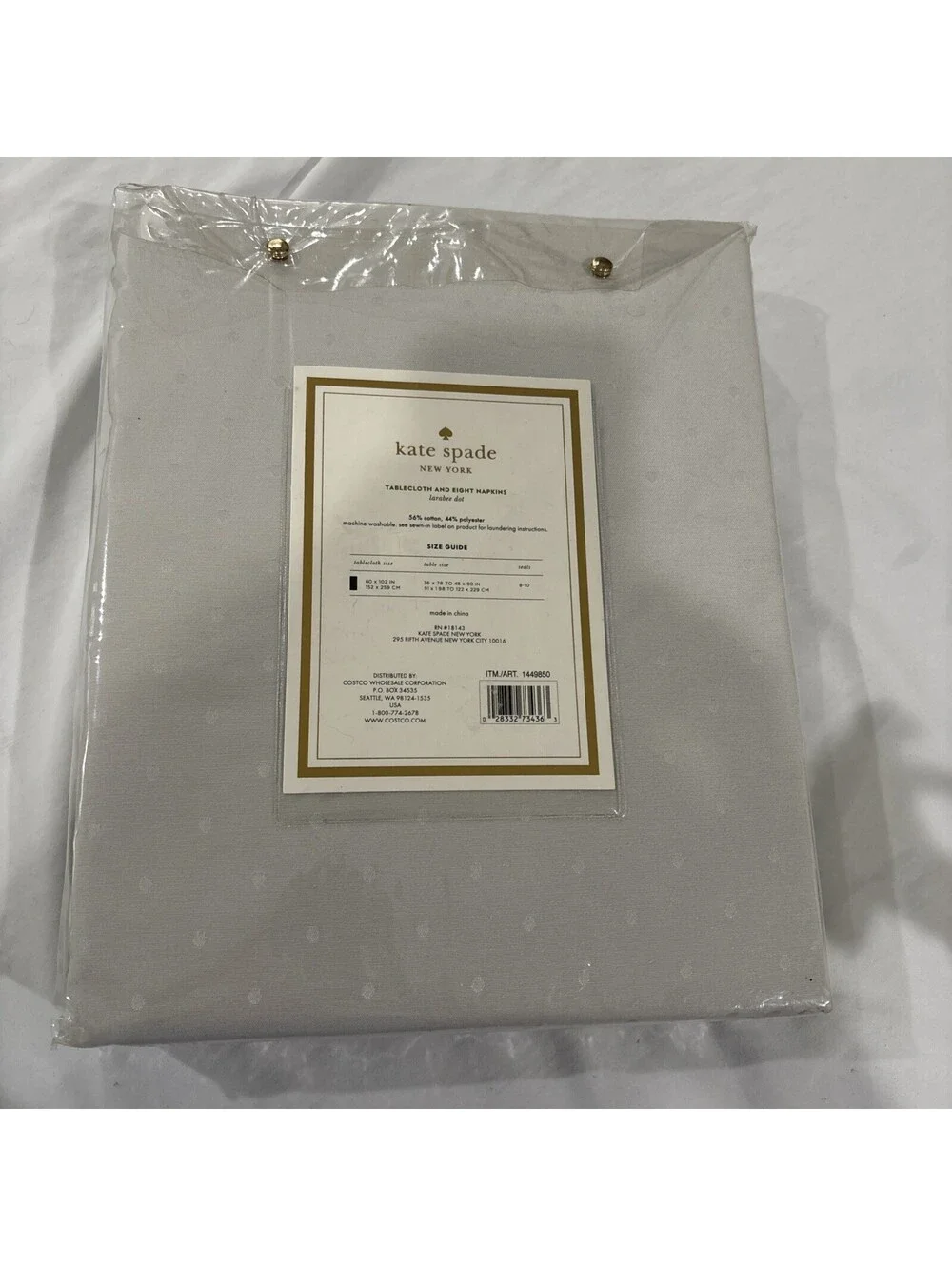 NEW Kate Spade 9 Piece Set Table Cloth & 8 Napkins 60x 102, 20x20